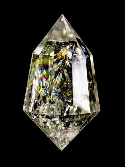 Polished 12 Sided Vogel Cut Rainbow Clear Quartz Wand